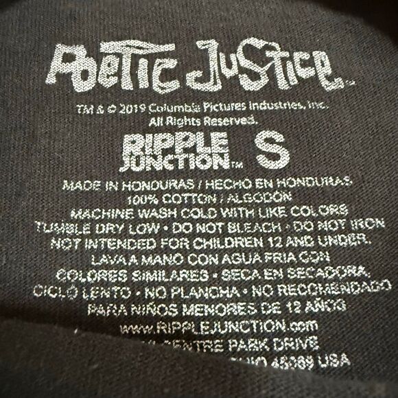 Poetic Justice Tupac Ripple Junction Graphic Band Tee T Shirt Black Music Small - Picture 2 of 6
